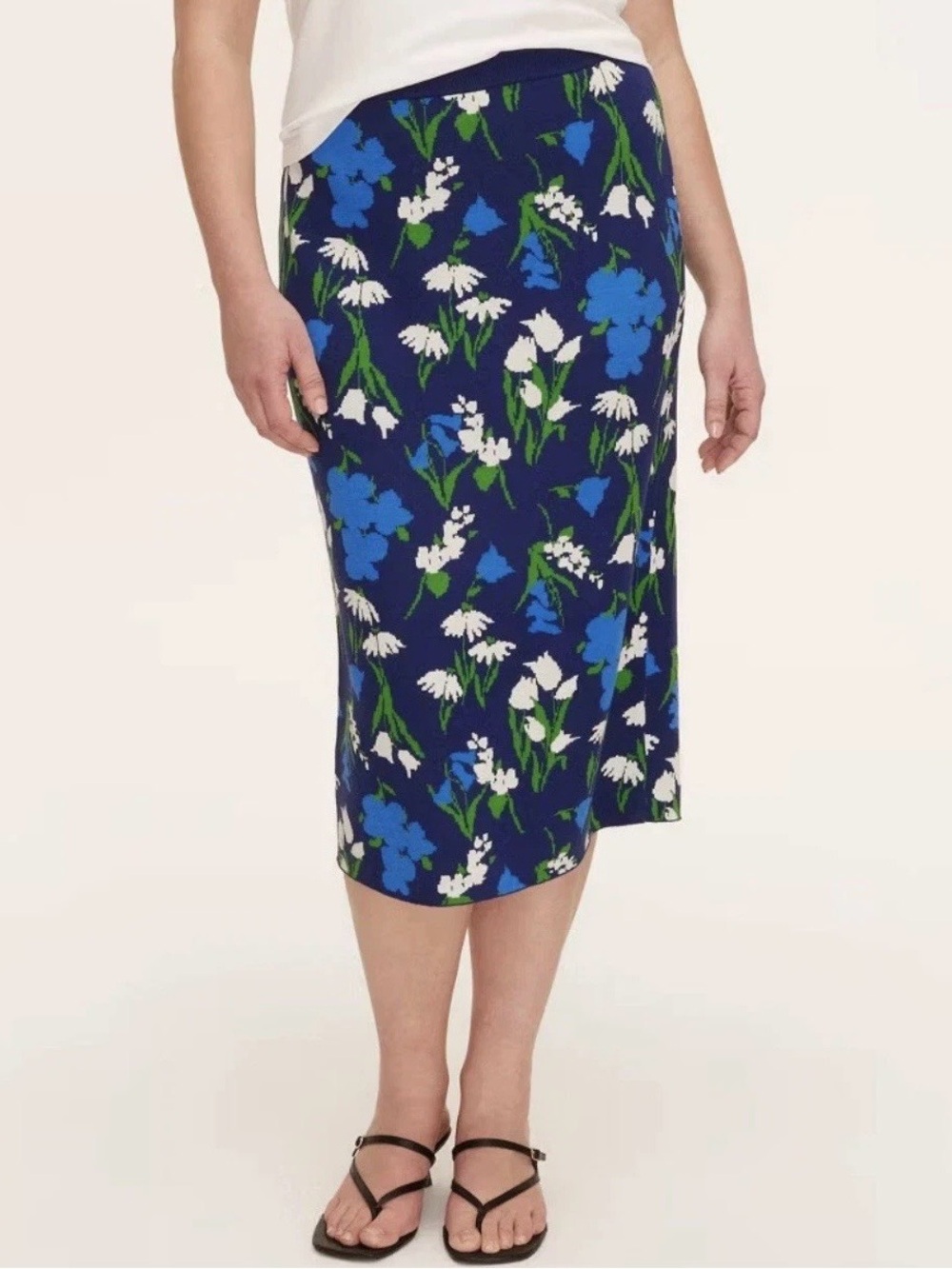Women's Mixed Floral Sweater Midi Skirt - kate spade new york Blue/Green/White M
